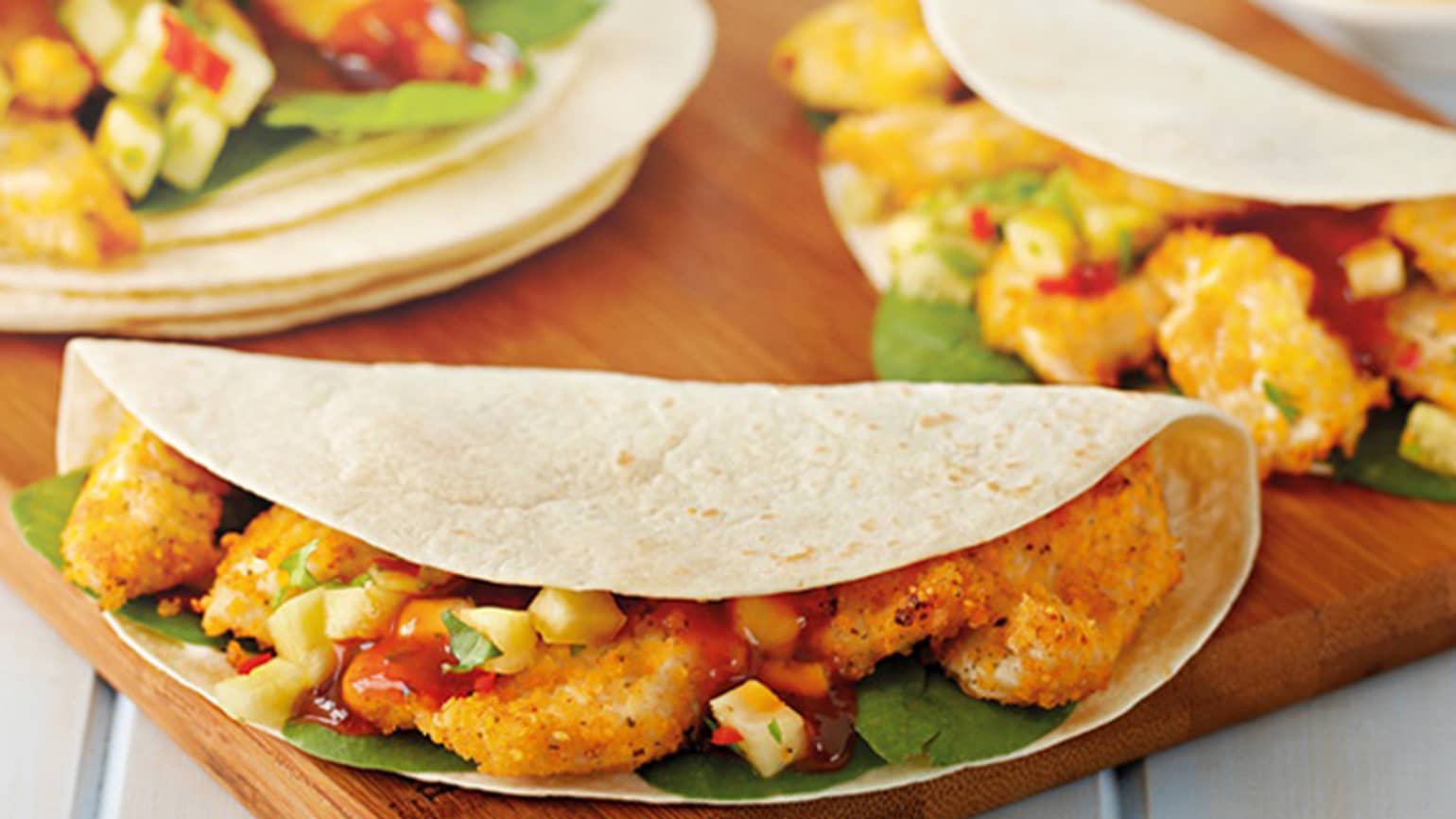 Crispy Chicken & Pineapple Salsa Soft Tacos Recipe